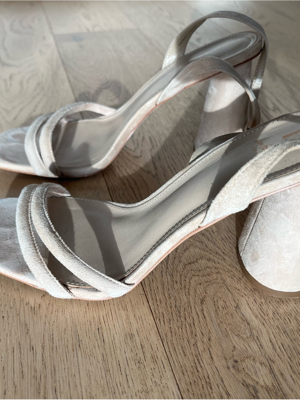 Sam Edelman Suede Ivory Strappy Open-Toe Heeled Sandals - Picture 3 of 4
